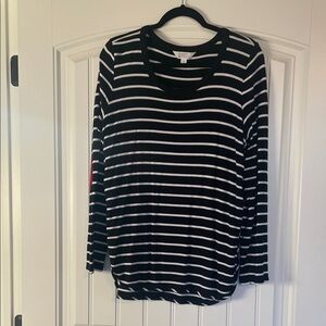 Market & Spruce Black and White Striped Long Sleeve Top